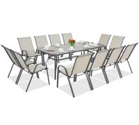 Mueble de jardín Modena de metal para 12 personas con mesa grande Garden Point gris claro