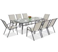 Mueble de jardín Modena de metal para 8 personas con mesa grande Garden Point gris claro