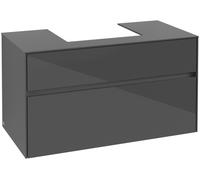 Mueble de lavabo Collaro de Villeroy & Boch, 2 extraíbles, centro de lavabo, 1000x548x500mm, C01600FP, Color: Frontal/carcasa: gris brillante, asa: Grafito