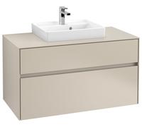 Mueble de lavabo Collaro de Villeroy & Boch, 2 extraíbles, centro de lavabo, 1000x548x500mm, C01600VK, Color: Frente/carcasa: Gris suave, mango: Gris suave