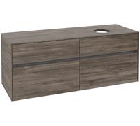 Mueble de lavabo Collaro de Villeroy & Boch, 4 extraíbles, lavabo a la derecha, 1400x548x500mm, C04700RK, Color: Frontal/carcasa: Roble piedra, Mango: Grafito