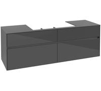 Mueble de lavabo Collaro de Villeroy & Boch, de pared, 4 extraíbles, centro de lavabo, 1600x548x500mm, C02800FP, Color: Frontal/carcasa: gris brillante, asa: Grafito