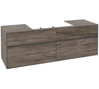 Mueble de lavabo Collaro de Villeroy & Boch, de pared, 4 extraíbles, centro de lavabo, 1600x548x500mm, C02800RK, Color: Frontal/carcasa: Roble piedra, Mango: Grafito
