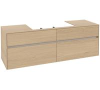Mueble de lavabo Collaro de Villeroy & Boch, de pared, 4 extraíbles, centro de lavabo, 1600x548x500mm, C02800VJ, Color: Carcasa/frontal: roble nórdico, tirador: Gris cachemira