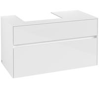 Mueble de lavabo Collaro de Villeroy & Boch, lavabo a la izquierda, suspendido, 1000x548x500mm, C01400DH, Color: Frontal/carcasa: blanco brillante, mango: blanco mate
