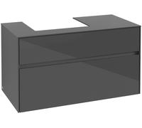 Mueble de lavabo Collaro de Villeroy & Boch, lavabo a la izquierda, suspendido, 1000x548x500mm, C01400FP, Color: Frontal/carcasa: gris brillante, asa: Grafito