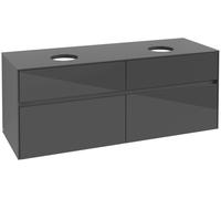 Mueble de lavabo Collaro de Villeroy & Boch, para 2 lavabos, 1400x548x500mm, C04800FP, Color: Frontal/carcasa: gris brillante, asa: Grafito
