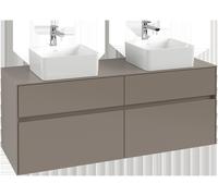 Mueble de lavabo Collaro de Villeroy & Boch, para 2 lavabos, 1400x548x500mm, C04800VL, Color: Frontal/carcasa: negro volcán, mango: negro volcán