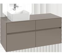 Mueble de lavabo Collaro de Villeroy & Boch, suspendido, 4 extracciones SoftClose, lavabo a la izquierda, 1200x548x500mm, C04200VR, Color: Frente/carcasa: Grafito, Mango: Grafito