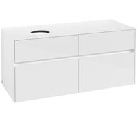 Mueble de lavabo Collaro de Villeroy & Boch, suspendido, 4 extracciones SoftClose, lavabo a la izquierda, 1200x548x500mm, C04200DH, Color: Frontal/carcasa: blanco brillante, mango: blanco mate