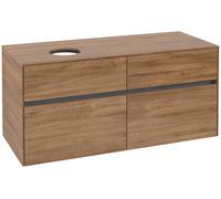 Mueble de lavabo Collaro de Villeroy & Boch, suspendido, 4 extracciones SoftClose, lavabo a la izquierda, 1200x548x500mm, C04200RH, Color: Frente/carcasa: Roble de Kansas, mango: Grafito