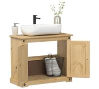 Mueble de Lavabo de baño Corona Madera Maciza Pino 73x33x60 cm con Amplio Almacenamiento y Tiradores metálicos, Armario Resistente para organizar artículos de tocador,