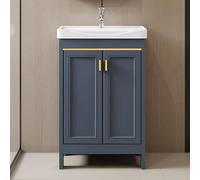 Mueble de lavabo de cerámica con grifo caliente y frío, armario de baño independiente para sala de estar, cocina, oficina, 50 cm, solución de almacenamiento, diseño moderno