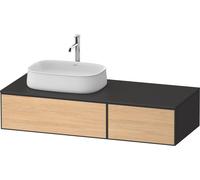 Mueble de lavabo Duravit Zencha, 1300x550mm, 2 extensiones, 1 recorte, ZE4816030800000, Color: Frente: roble natural/carcasa: grafito supermatt