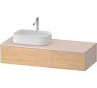 Mueble de lavabo Duravit Zencha, 1300x550mm, 2 extensiones, 1 recorte, ZE4816030830000, Color: Frontal: roble natural/carcasa: supermatt topo