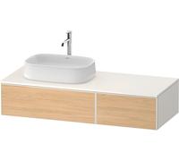 Mueble de lavabo Duravit Zencha, 1300x550mm, 2 extensiones, 1 recorte, ZE4816030840000, Color: Frente: roble natural/carcasa: supermatt blanco