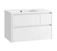Mueble de lavabo Emma izquierda (L x An x Al: 45 x 80 x 50 cm, Blanco Brillo)