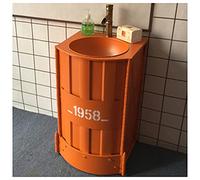 Mueble de Lavabo Moderno con Grifo y desagüe Mueble de baño Independiente Mueble de baño de Estilo Industrial 20.8 x 18.8 x 33.4in, Amarillo, con Espejo (Naranja sin Espejo)