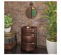 Mueble de Lavabo Moderno con Grifo y desagüe Mueble de baño Independiente Mueble de baño de Estilo Industrial 20.8 x 17.7 x 32.2 in, Bronce, con Espejo (Cobre Rojo con Espejo)