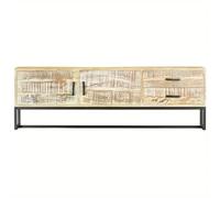 Mueble de madera maciza de acacia para TV: 55. 1 x 11. 8 x 17 pulgadas, armario de almacenamiento de 7 aparadores bajos