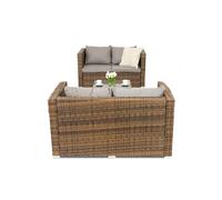 Mueble de mimbre Roma Coffee con mesita para 4 Garden Point marrón