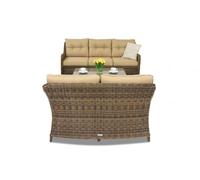 Mueble de mimbre Toledo Coffee con mesita para 5 Garden Point marrón