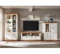 Mueble De Pared 356Cm Pino Blanco Wotan Roble Casa De Campo 47438064