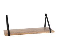 Mueble de pared de madera de mango y hierro forjado negro.