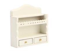 Mueble de pared de madera en miniatura para casa de muñecas 1:12, muebles | Madera maciza hecha a mano; exquisito diseño de estante de pared con cajones que se pueden abrir; accesorios de decoración de