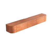 Mueble de pared de madera maciza para salón, dormitorio, pequeño apartamento, esquinas redondeadas, acabado cerezo, 180 cm, elegante mueble que ahorra espacio