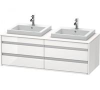 Mueble de pared Duravit Ketho 6757, 4 cajones, 1400mm, para 2 lavabos empotrados, a ambos lados, KT6757B2222, Color: Decoración blanca de alto brillo