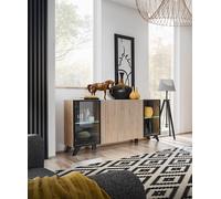 Mueble De Pared LIAM Con Lamas Y Chimenea De Bioetanol LED Y Push - Click