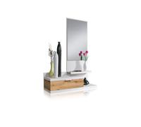 Mueble de recibidor fiord blanco artik (blanco mate) - roble nodi 81 x 116 x 29 cm