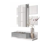 Mueble de recibidor tekkan blanco artik (blanco mate) - gris cemento 75 x 116 x 29 cm