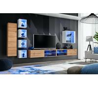 Mueble De Sala Anbauwand SWITCH XXVI Wotan Brillante PVC Push - Click LED