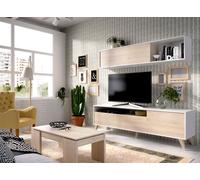 Mueble de salón para tv bonn de 180 cm de ancho en color blanco / natural
