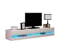 Mueble de televisión moderno nyana home | con luz led integrada | diseño flotante y elegante | amplio almacenamiento | medidas: 180x30x40 cm | blanco