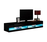 Mueble de televisión moderno nyana home | con luz led integrada | diseño flotante y elegante | amplio almacenamiento | medidas: 180x30x40 cm | negro