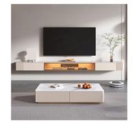 Mueble de televisión Soporte flotante for TV montado en la pared con gabinete de almacenamiento, soporte for for dormitorio, sala estar luz LED, for televisión moderno tablero pizarra(Champagne,Medio)