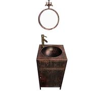 Mueble de tocador de Estilo Industrial clásico con Lavabo, Armario de Lavabo Moderno con Grifo y desagüe, gabinete de Almacenamiento de baño Independiente Debajo del Fregadero, Bronce, sin Espejo