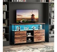 Mueble de TV 137 cm, Mueble de TV industrial con 4 cajones mesa de TV salón mueble Tele Led madera Banco de TV Tela Cajones Marco de Acero Armario de Almacenamiento Industrial Dormitorio (4