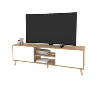 MUEBLES PITARCH Mueble TV con Patas 2 Puertas y Estante, Mueble de Televisión Industrial, Roble Gold y Blanco, 55x160x40cm, Módulo de Salón, Moderno, Modelo Oslo