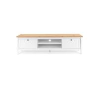 Mueble de tv 2 cajones 160 cm - acabado blanco y madera