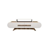 Mueble de tv 2 puertas decorado nogal y blanco l145 cm - rosa