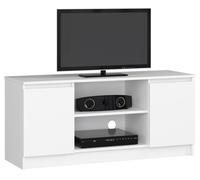 Mueble de tv akord blanco 120 cm 2 puertas frente en color blanco 2 estantes 120x40x55 cm