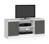 Mueble de tv akord blanco 120 cm 2 puertas frente en color grafito gris 2 estantes 120x40x55 cm