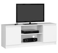 Mueble de tv akord blanco 140 cm 2 puertas frente en color blanco 2 estantes 140x40x55 cm