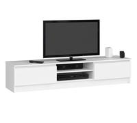 Mueble de tv akord blanco 160 cm 2 puertas frente en color blanco 2 estantes 160x40x33 cm