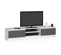 Mueble de tv akord blanco 160 cm 2 puertas frente en color grafito gris 2 estantes 160x40x33 cm