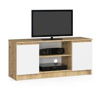 Mueble de tv akord roble artisan 120 cm 2 puertas frente en color blanco 2 estantes 120x40x55 cm
